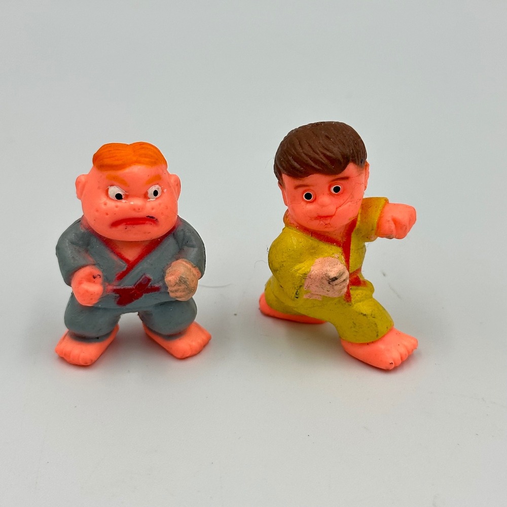 Vintage 1986 SOMA‎ Karate Kids Rubber Mini Figures Lot of 2 80s Arcade Toy